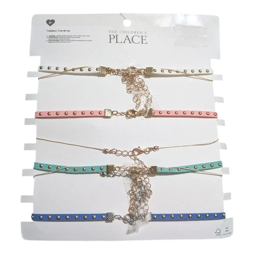 The Children’s Place Girls Choker Necklace Set – 7 Piece Colorful Charm Set